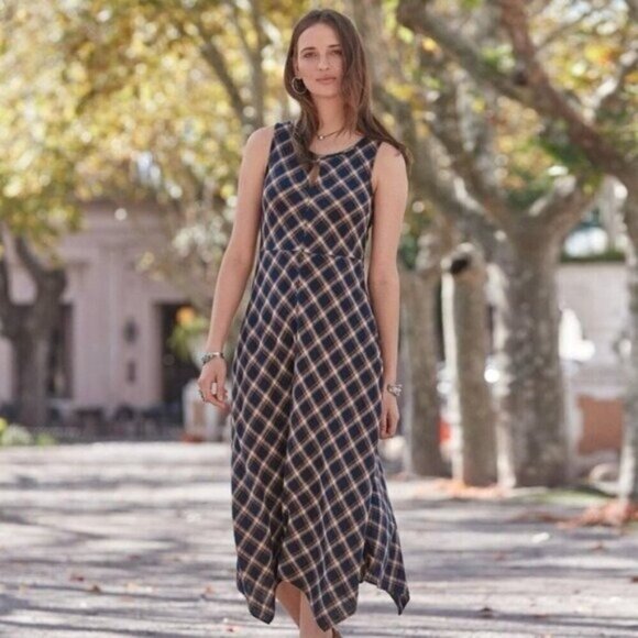 Sundance Town & Country Asymmetrical Plaid Midi Dress - Picture 4 of 14